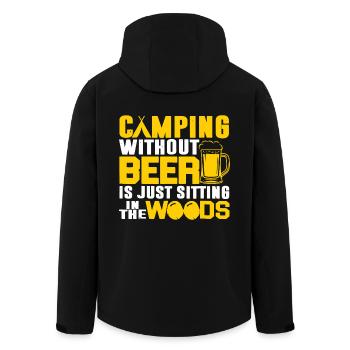 Camping And Beer - Men’s Recycled Softshell Jacket by Stanley/Stella - black - Back - AI Model Male 185 light (185cm)