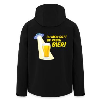 Alien Bier außerirdische Biertrinker im UFO - Recycelte Männer Softshell-Jacke von Stanley/Stella - Schwarz - Hinten - AI Model Male 185 light (185cm)