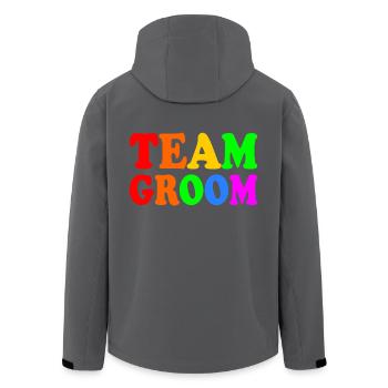 Team groom - Recycelte Männer Softshell-Jacke von Stanley/Stella - Schwarz - Hinten - AI Model Male 185 light (185cm)