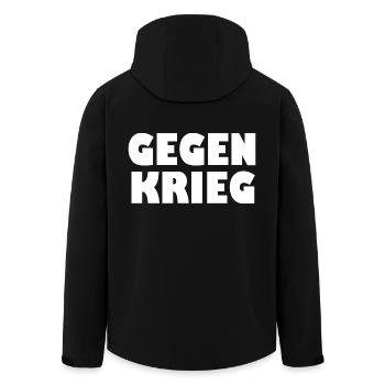 Gegen krieg - Recycelte Männer Softshell-Jacke von Stanley/Stella - Schwarz - Hinten - AI Model Male 185 light (185cm)