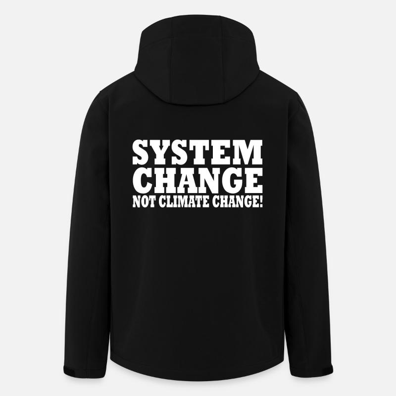 system change not climate change - Veste softshell homme en polyester recyclé Stanley/Stella - noir