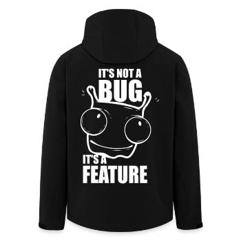 it is not a bug it is a feature - programmer - Men’s Recycled Softshell Jacket by Stanley/Stella - black - Back - AI Model Male 185 light (185cm)