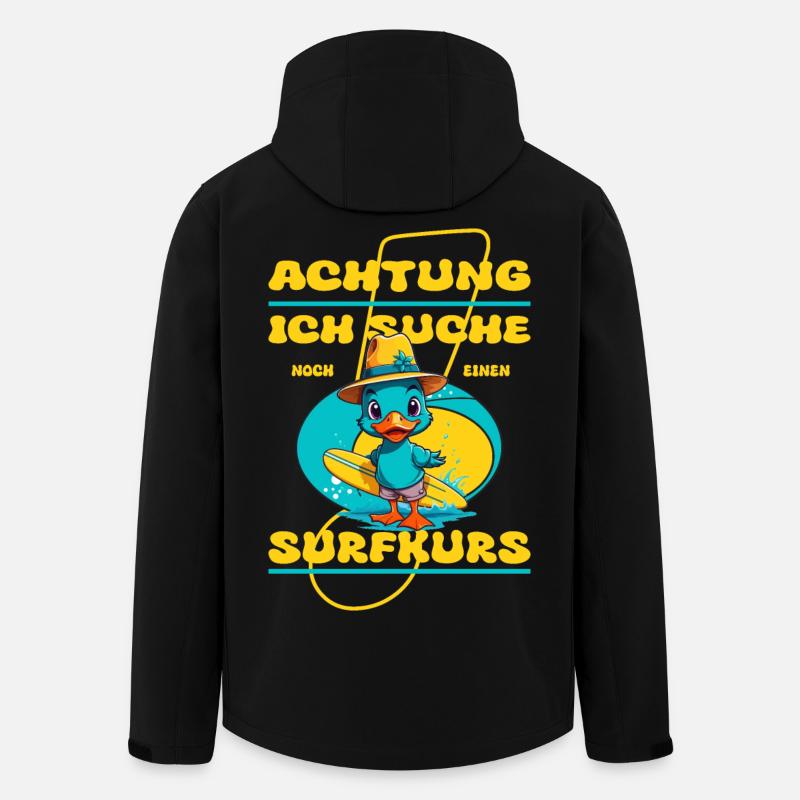 Cute duck with surfboard - Men’s Recycled Softshell Jacket by Stanley/Stella - black