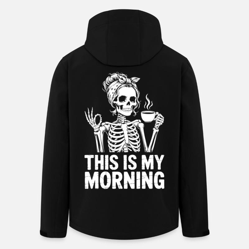 Skeleton Coffee Salutation du matin - Veste softshell homme en polyester recyclé Stanley/Stella - noir