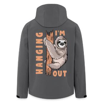 Ludique paresseux jungle citation Im out Hanging sloth - Veste softshell homme en polyester recyclé Stanley/Stella - noir - Dos - AI Model Male 185 light (185cm)
