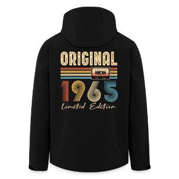 60. Geburtstag 60 Jahre Original 1965 - Recycelte Männer Softshell-Jacke von Stanley/Stella - Schwarz - Hinten - AI Model Male 185 light (185cm)