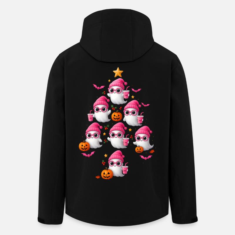 Cute Pink Ghost Christmas Tree Design - Recycelte Männer Softshell-Jacke von Stanley/Stella - Schwarz