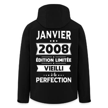 18th Birthday - January 2008 Perfection - Men’s Recycled Softshell Jacket by Stanley/Stella - black - Back - AI Model Male 185 light (185cm)