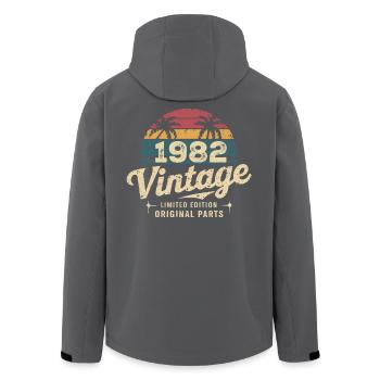 Awesome Since 1982 1982 Birthday Gift - Men’s Recycled Softshell Jacket by Stanley/Stella - black - Back - AI Model Male 185 light (185cm)