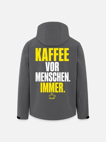 Kaffee vor Menschen Immer - Recycelte Männer Softshell-Jacke von Stanley/Stella - Schwarz