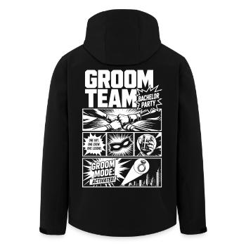 Groom Team Bachelor Party Comic - Recycelte Männer Softshell-Jacke von Stanley/Stella - Schwarz - Hinten - AI Model Male 185 light (185cm)