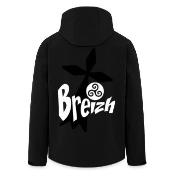 breizh brittany logo - Men’s Recycled Softshell Jacket by Stanley/Stella - black - Back - AI Model Male 185 light (185cm)