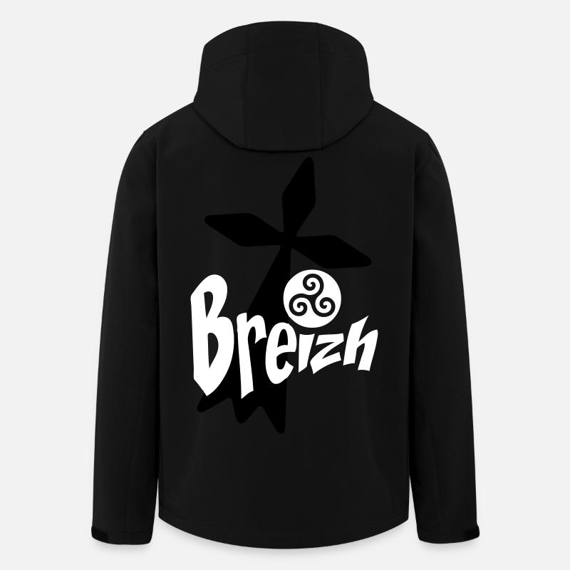 breizh bretagne logo - Veste softshell homme en polyester recyclé Stanley/Stella - noir