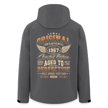 Original 1967 Jahrgang geboren Geburtstag Geschenk - Recycelte Männer Softshell-Jacke von Stanley/Stella - Anthrazit - Hinten - AI Model Male 185 light (185cm)
