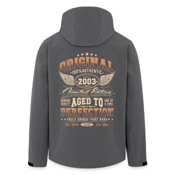 Original 2003 Vintage Born Birthday Gift - Men’s Recycled Softshell Jacket by Stanley/Stella - anthracite - Back - AI Model Male 185 light (185cm)