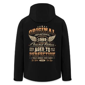 Original 1989 Jahrgang geboren Geburtstag Geschenk - Recycelte Männer Softshell-Jacke von Stanley/Stella - Schwarz - Hinten - AI Model Male 185 light (185cm)