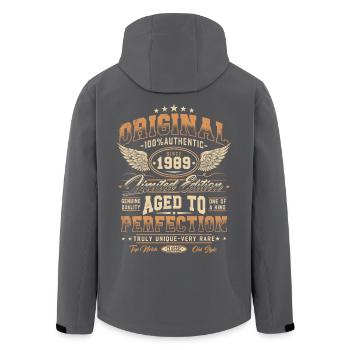 Original 1989 Jahrgang geboren Geburtstag Geschenk - Recycelte Männer Softshell-Jacke von Stanley/Stella - Anthrazit - Hinten - AI Model Male 185 light (185cm)