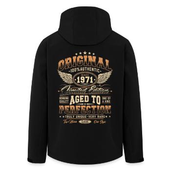 Original 1971 Vintage Born Cadeau d’anniversaire - Veste softshell homme en polyester recyclé Stanley/Stella - noir - Dos - AI Model Male 185 light (185cm)
