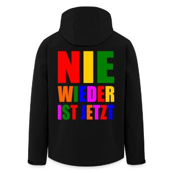 Nie wieder ist jetzt - Recycelte Männer Softshell-Jacke von Stanley/Stella - Schwarz - Hinten - AI Model Male 185 light (185cm)