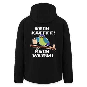 Müder Vogel mit Kaffee - Recycelte Männer Softshell-Jacke von Stanley/Stella - Schwarz - Hinten - AI Model Male 185 light (185cm)