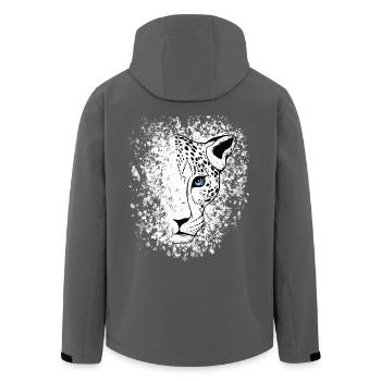 Schneeleopard Cool Raubkatze - Recycelte Männer Softshell-Jacke von Stanley/Stella - Schwarz - Hinten - AI Model Male 185 light (185cm)