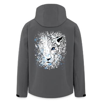 Schneeleopard Blaue Augen Cool - Recycelte Männer Softshell-Jacke von Stanley/Stella - Schwarz - Hinten - AI Model Male 185 light (185cm)