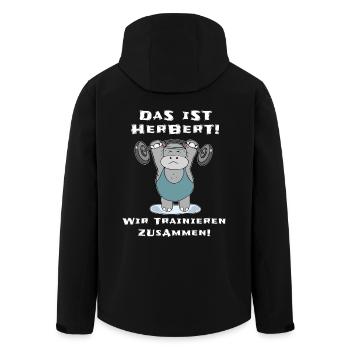 Das ist Herbert wir trainieren zusammen Fitness - Recycelte Männer Softshell-Jacke von Stanley/Stella - Schwarz - Hinten - AI Model Male 185 light (185cm)