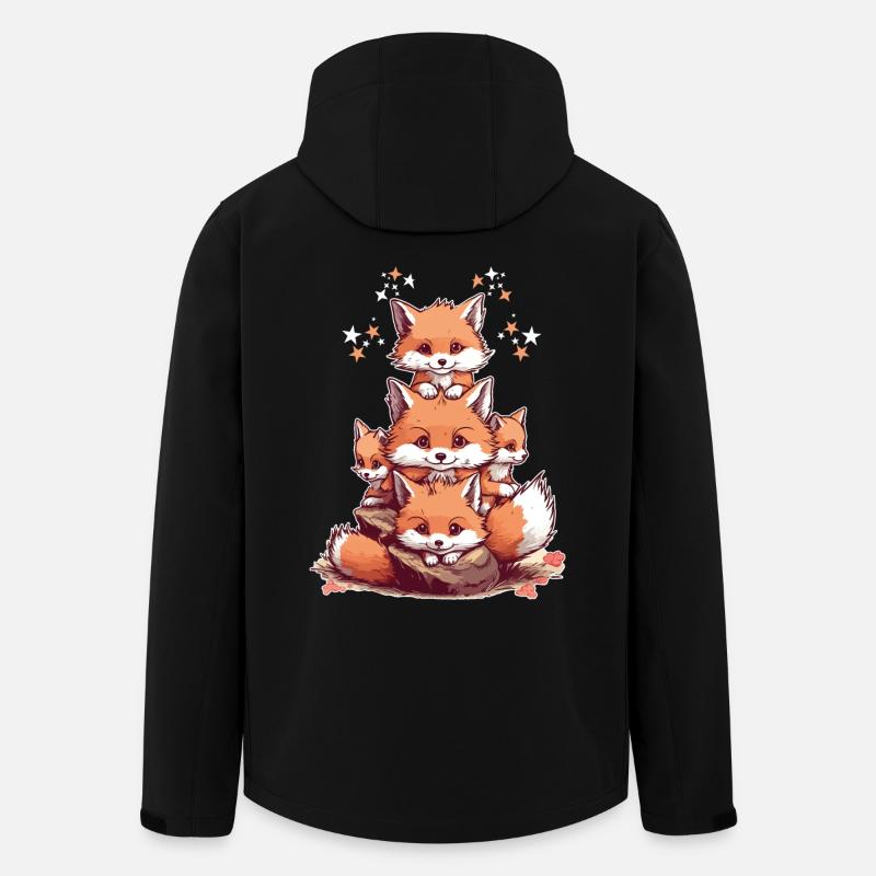 Renard mignons - Veste softshell homme en polyester recyclé Stanley/Stella - noir