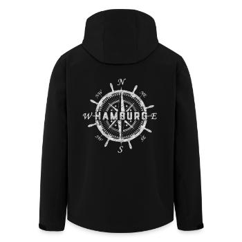 Hamburg Kompass - Recycelte Männer Softshell-Jacke von Stanley/Stella - Schwarz - Hinten - AI Model Male 185 light (185cm)