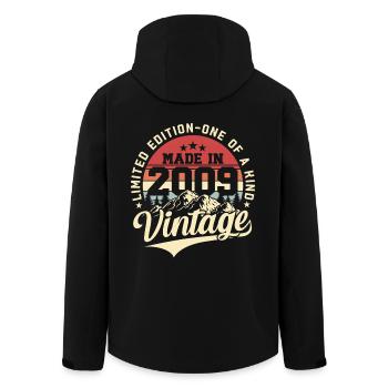 2009 Vintage Vintage Retro Birthday Gift - Men’s Recycled Softshell Jacket by Stanley/Stella - black - Back - AI Model Male 185 light (185cm)
