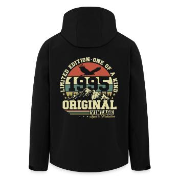 Original 1995 Vintage Vintage Rétro Anniversaire - Veste softshell homme en polyester recyclé Stanley/Stella - noir - Dos - AI Model Male 185 light (185cm)