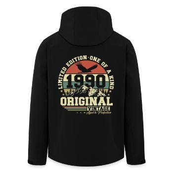 Original des années 1990 Vintage Vintage Rétro Cadeau - Veste softshell homme en polyester recyclé Stanley/Stella - noir - Dos - AI Model Male 185 light (185cm)