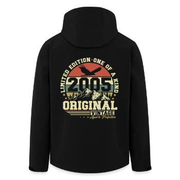 Original 2005 Vintage Vintage Rétro Anniversaire - Veste softshell homme en polyester recyclé Stanley/Stella - noir - Dos - AI Model Male 185 light (185cm)