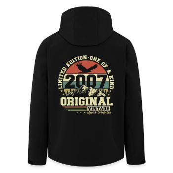 Original 2007 Vintage Vintage Retro Birthday - Men’s Recycled Softshell Jacket by Stanley/Stella - black - Back - AI Model Male 185 light (185cm)
