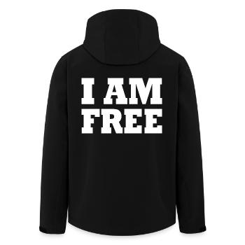 I am free - Men’s Recycled Softshell Jacket by Stanley/Stella - black - Back - AI Model Male 185 light (185cm)
