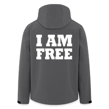 I am free - Men’s Recycled Softshell Jacket by Stanley/Stella - anthracite - Back - AI Model Male 185 light (185cm)