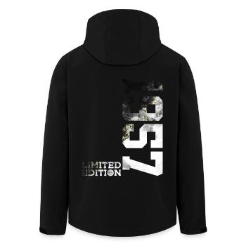 69TH BIRTHDAY LIMITED EDITION 1957 - Men’s Recycled Softshell Jacket by Stanley/Stella - black - Back - AI Model Male 185 light (185cm)