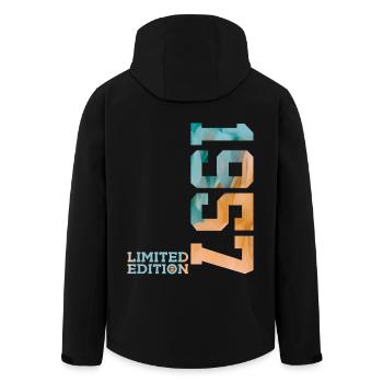 69TH BIRTHDAY LIMITED EDITION 1957 - Men’s Recycled Softshell Jacket by Stanley/Stella - black - Back - AI Model Male 185 light (185cm)
