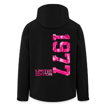 49TH BIRTHDAY PINK LIMITED EDITION 1977 - Men’s Recycled Softshell Jacket by Stanley/Stella - black - Back - AI Model Male 185 light (185cm)