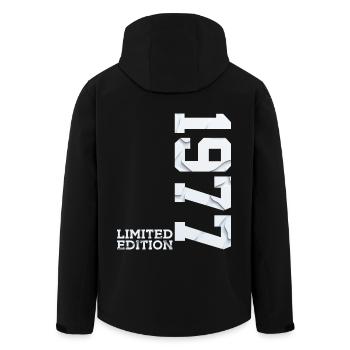 49TH BIRTHDAY LIMITED EDITION 1977 - Men’s Recycled Softshell Jacket by Stanley/Stella - black - Back - AI Model Male 185 light (185cm)