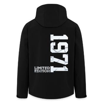 55TH BIRTHDAY LIMITED EDITION 1971 - Men’s Recycled Softshell Jacket by Stanley/Stella - black - Back - AI Model Male 185 light (185cm)