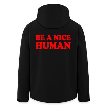 Be a nice human - Men’s Recycled Softshell Jacket by Stanley/Stella - black - Back - AI Model Male 185 light (185cm)