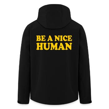 Be a nice human - Men’s Recycled Softshell Jacket by Stanley/Stella - black - Back - AI Model Male 185 light (185cm)