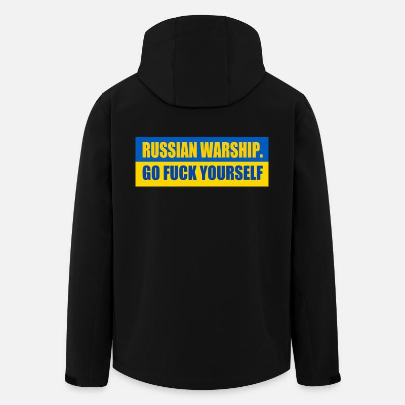 russian warship go f yourself - Veste softshell homme en polyester recyclé Stanley/Stella - noir