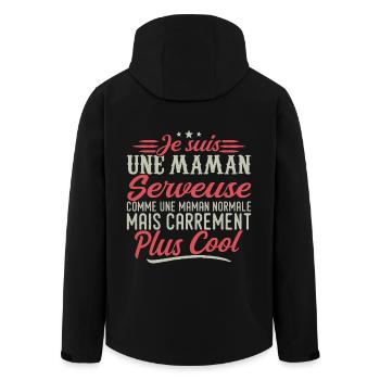 Ich bin eine Kellnerin-Mama, ausgesprochen cool - Recycelte Männer Softshell-Jacke von Stanley/Stella - Schwarz - Hinten - AI Model Male 185 light (185cm)