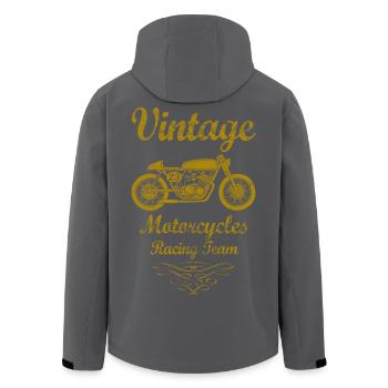 motorcycles racing team 02 - Men’s Recycled Softshell Jacket by Stanley/Stella - anthracite - Back - AI Model Male 185 light (185cm)