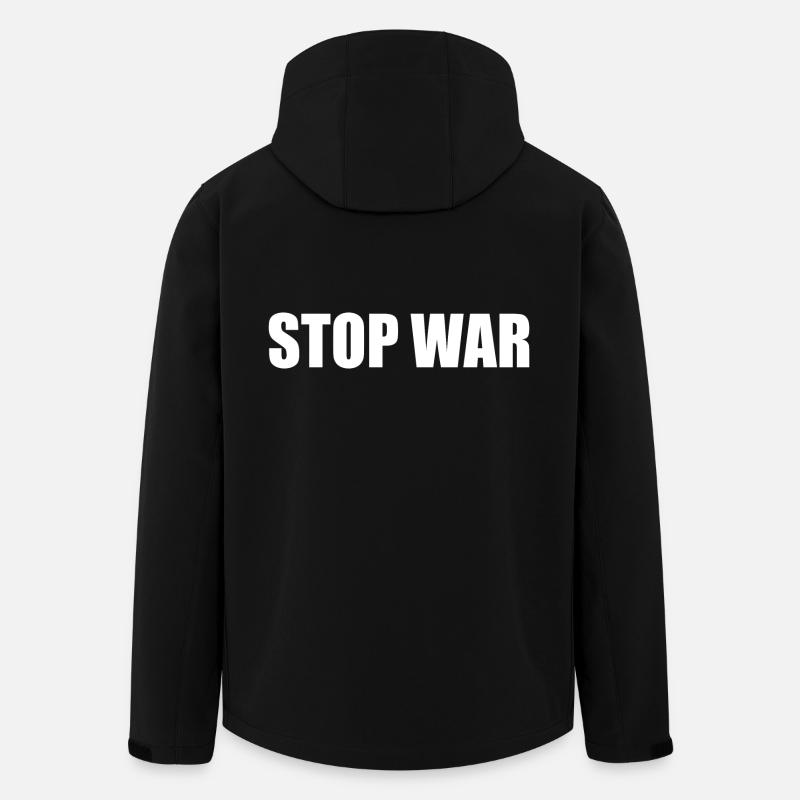 Stop war - Veste softshell homme en polyester recyclé Stanley/Stella - noir