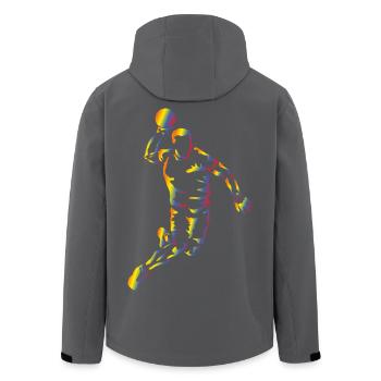 Lebendige Handballsilhouette im Regenbogen - Recycelte Männer Softshell-Jacke von Stanley/Stella - Schwarz - Hinten - AI Model Male 185 light (185cm)
