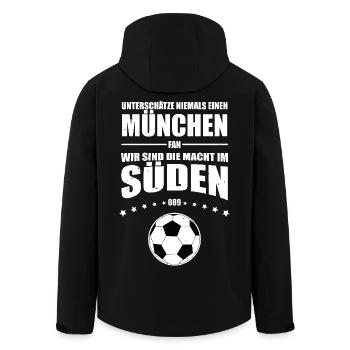 München Fan Unterschätze niemals einen München Fan - Recycelte Männer Softshell-Jacke von Stanley/Stella - Schwarz - Hinten - AI Model Male 185 light (185cm)