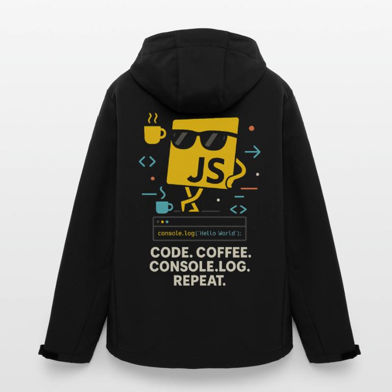 Code Coffee Console.log Repeat JavaScript Program Men’s Recycled Softshell Jacket by Stanley/Stella
